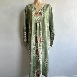 Unbranded Women's Size  XL 2XL XXL Pale Green Bohemian Maxi Dress Long Sleeve